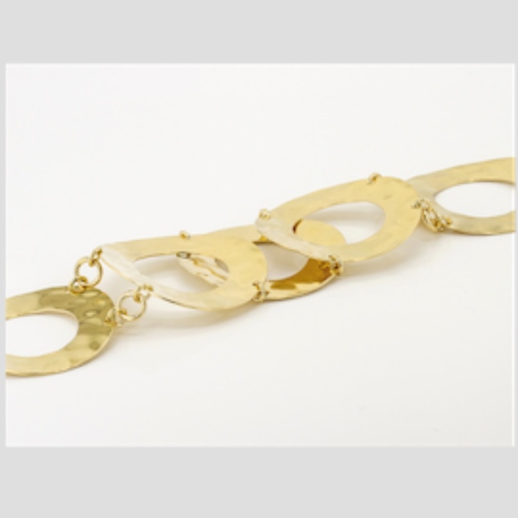 Italian Hammered Circles 18K Gold/Bronze Bracelet - Picture 6 of 7